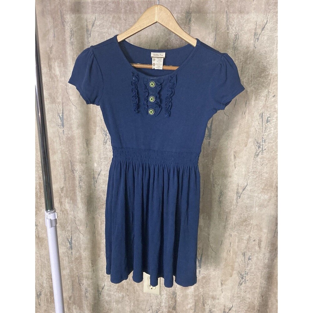 Matilda Jane The Vault Girls Windmill Lap Dress Blue Knit 8 EUC